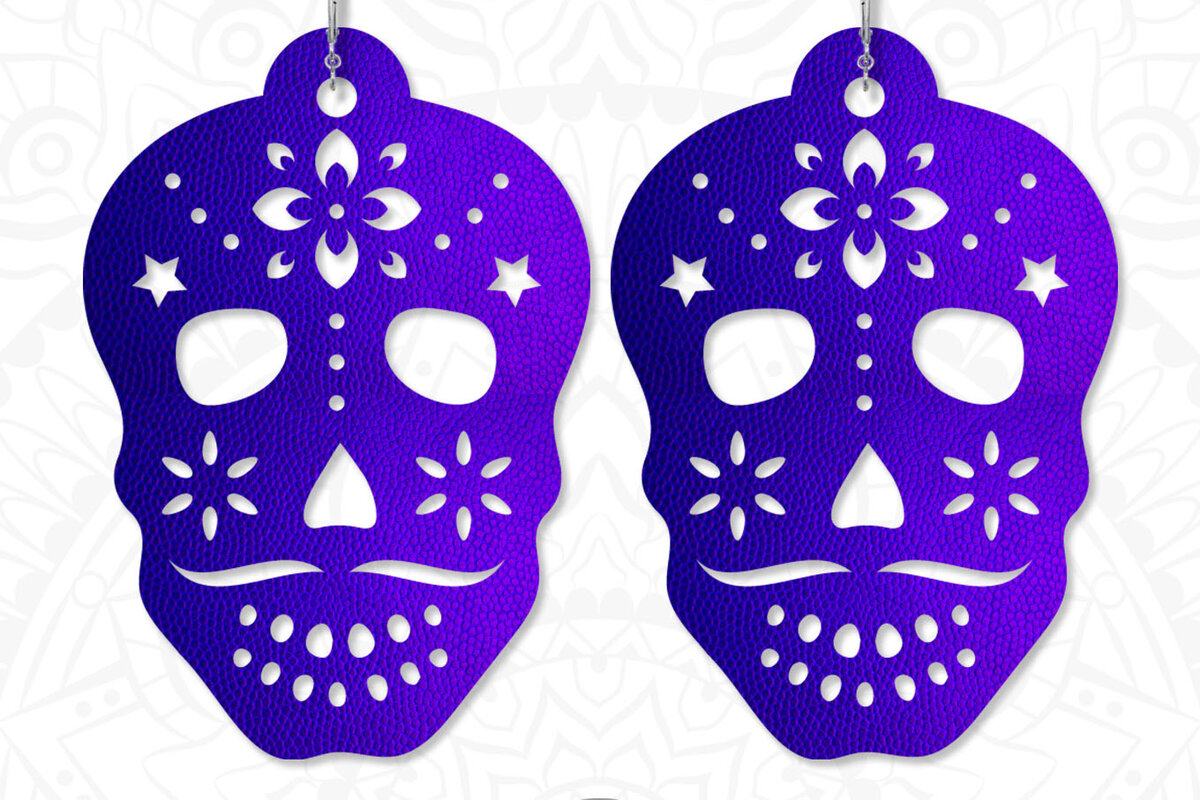 Intra απο ξύλο plywood 3mm-4mm πάχος – Σκουλαρίκια Sugar Skull, Κοσμήματα Δίασταση  5x5 cm INTRAFABR-7830195