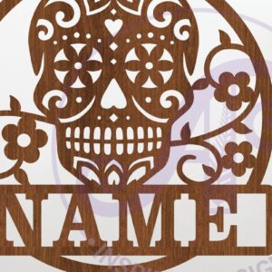 Intra απο ξύλο plywood 3mm-4mm πάχος – Ζάχαρο κρανίο όνομα τοίχου τέχνης σημάδι Δίασταση 40x30 cm INTRAFABR-123652967