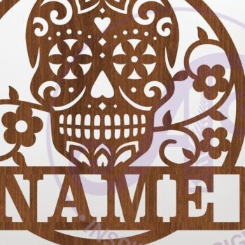 Intra απο ξύλο plywood 3mm-4mm πάχος – Ζάχαρο κρανίο όνομα τοίχου τέχνης σημάδι Δίασταση  40x30 cm INTRAFABR-123652967 - Image 1