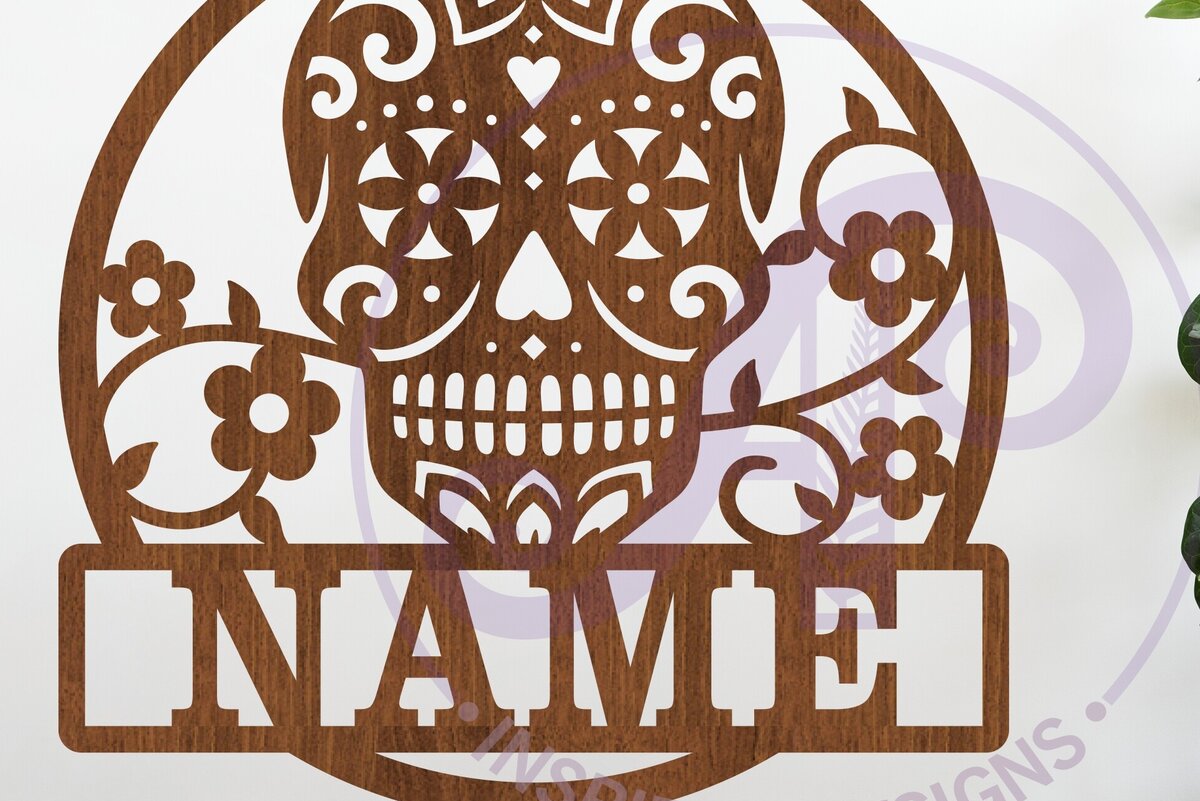 Intra απο ξύλο plywood 3mm-4mm πάχος – Ζάχαρο κρανίο όνομα τοίχου τέχνης σημάδι Δίασταση  40x30 cm INTRAFABR-123652967