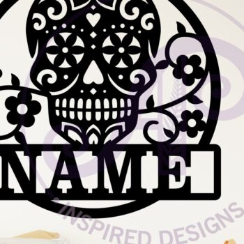 Intra απο ξύλο plywood 3mm-4mm πάχος – Ζάχαρο κρανίο όνομα τοίχου τέχνης σημάδι Δίασταση  40x30 cm INTRAFABR-123652967 - Image 2