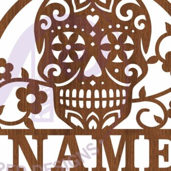 Intra απο ξύλο plywood 3mm-4mm πάχος – Ζάχαρο κρανίο όνομα τοίχου τέχνης σημάδι Δίασταση  40x30 cm INTRAFABR-123652967 - Image 5