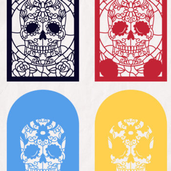 Intra απο ξύλο plywood 3mm-4mm πάχος – Sugar Skull Roses Glass Papercut 6 S Δίασταση  20x20 cm INTRAFABR-81693422 - Image 2