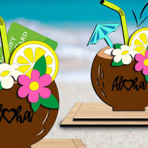 Intra απο ξύλο plywood 3mm-4mm πάχος – Κάτοχος δωροκάρτας Summer Aloha Coconut Δίασταση  20x20 cm INTRAFABR-103465148