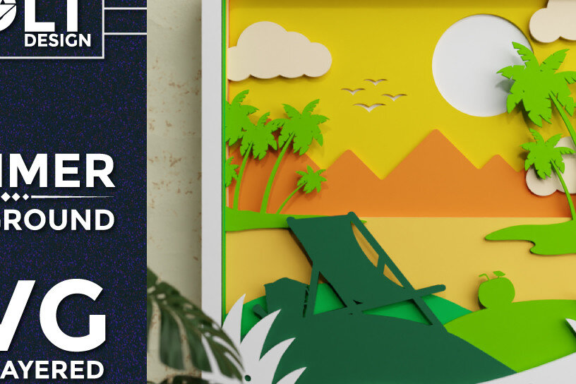 Intra απο ξύλο plywood 3mm-4mm πάχος – Καλοκαιρινό φόντο 3D Πολυεπίπεδο Δίασταση  20x20 cm INTRAFABR-69843982