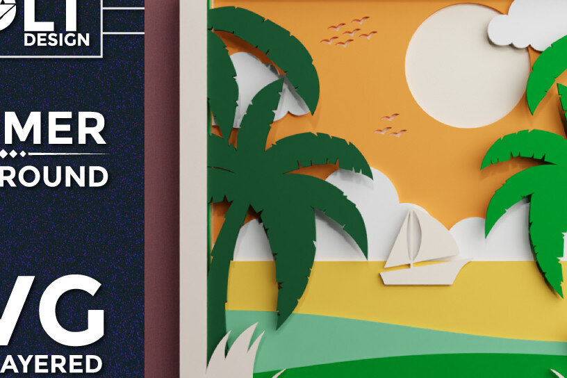 Intra απο ξύλο plywood 3mm-4mm πάχος – Καλοκαιρινό φόντο 3D Πολυεπίπεδο Δίασταση  20x20 cm INTRAFABR-69844483