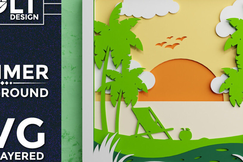 Intra απο ξύλο plywood 3mm-4mm πάχος – Καλοκαιρινό φόντο 3D Πολυεπίπεδο Δίασταση  20x20 cm INTRAFABR-69843828