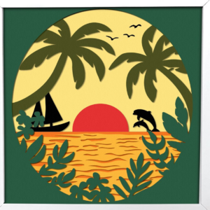 Intra απο ξύλο plywood 3mm-4mm πάχος – Summer Beach 3D Shadow Box Δίασταση  20x20 cm INTRAFABR-96435147