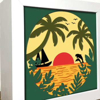 Intra απο ξύλο plywood 3mm-4mm πάχος – Summer Beach 3D Shadow Box Δίασταση  20x20 cm INTRAFABR-96435147 - Image 2