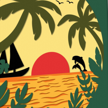 Intra απο ξύλο plywood 3mm-4mm πάχος – Summer Beach 3D Shadow Box Δίασταση  20x20 cm INTRAFABR-96435147 - Image 3