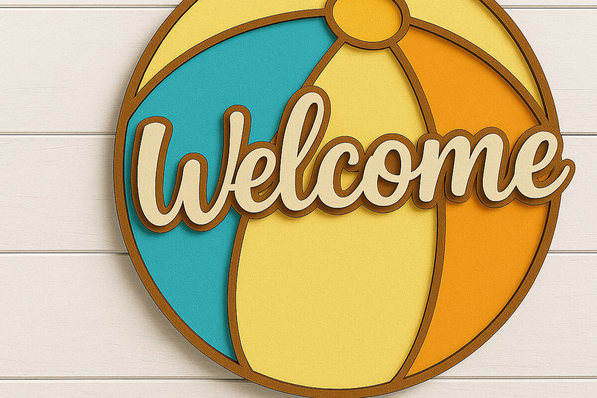 Intra απο ξύλο plywood 3mm-4mm πάχος – Σήμα καλωσορίσματος Summer Beach Ball Δίασταση  20x20 cm INTRAFABR-122866991