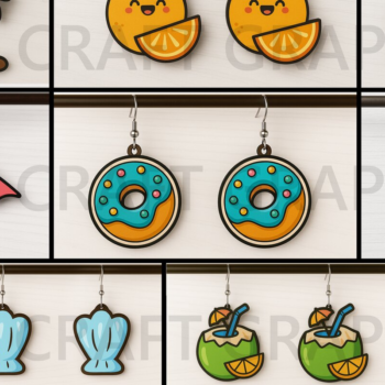 Intra απο ξύλο plywood 3mm-4mm πάχος – Πακέτο με καλοκαιρινά σκουλαρίκια παραλίας Δίασταση  5x5 cm INTRAFABR-123010153 - Image 1