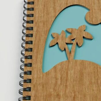 Intra απο ξύλο plywood 3mm-4mm πάχος – Λέιζερ κάλυμμα σημειωματάριου Summer Beach Island Δίασταση  20x20 cm INTRAFABR-96492305 - Image 2