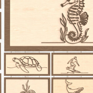 Intra απο ξύλο plywood 3mm-4mm πάχος – Summer Beach Line Wall Art Bundle Δίασταση  40x30 cm INTRAFABR-123096771