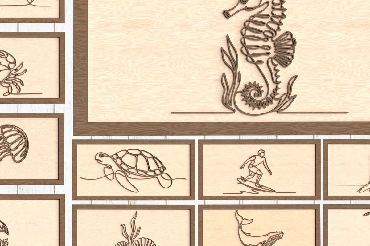 Intra απο ξύλο plywood 3mm-4mm πάχος – Summer Beach Line Wall Art Bundle Δίασταση  40x30 cm INTRAFABR-123096771