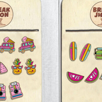 Intra απο ξύλο plywood 3mm-4mm πάχος – Summer Beach Stud Earring Δίασταση  5x5 cm INTRAFABR-97027813 - Image 1