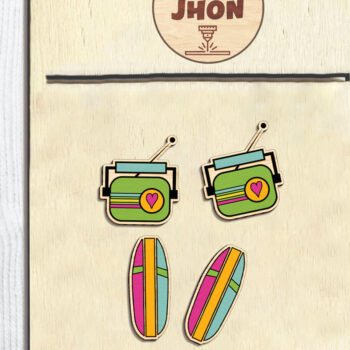 Intra απο ξύλο plywood 3mm-4mm πάχος – Summer Beach Stud Earring Δίασταση  5x5 cm INTRAFABR-97027813 - Image 2