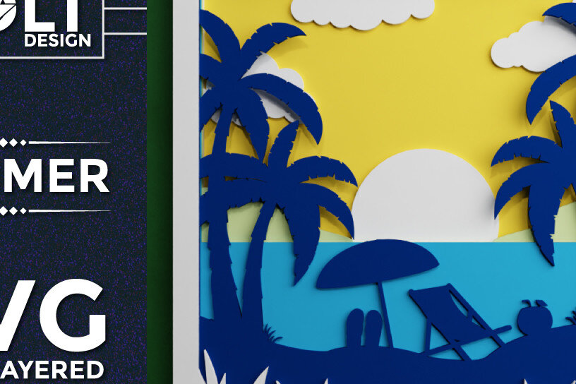 Intra απο ξύλο plywood 3mm-4mm πάχος – Αρχεία κομμένων πολλαπλών επιπέδων Summer BG 3D Δίασταση  20x20 cm INTRAFABR-69661014