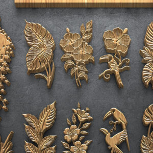 Intra απο ξύλο plywood 3mm-4mm πάχος – Summer Botanical Bird Panel Δίασταση  45x45 cm INTRAFABR-122935811