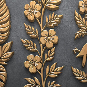 Intra απο ξύλο plywood 3mm-4mm πάχος – Summer Botanical Bird Panel Δίασταση  45x45 cm INTRAFABR-122935811 - Image 2