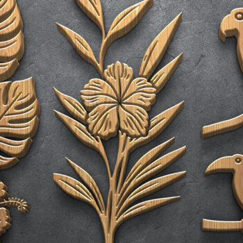 Intra απο ξύλο plywood 3mm-4mm πάχος – Summer Botanical Bird Panel Δίασταση  45x45 cm INTRAFABR-122935811 - Image 4