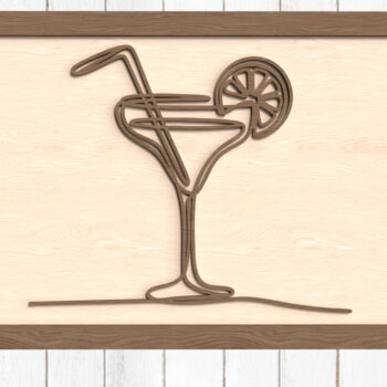 Intra απο ξύλο plywood 3mm-4mm πάχος – Καλοκαιρινό Cocktail Line Art Cut Δίασταση  20x20 cm INTRAFABR-123096539 - Image 1