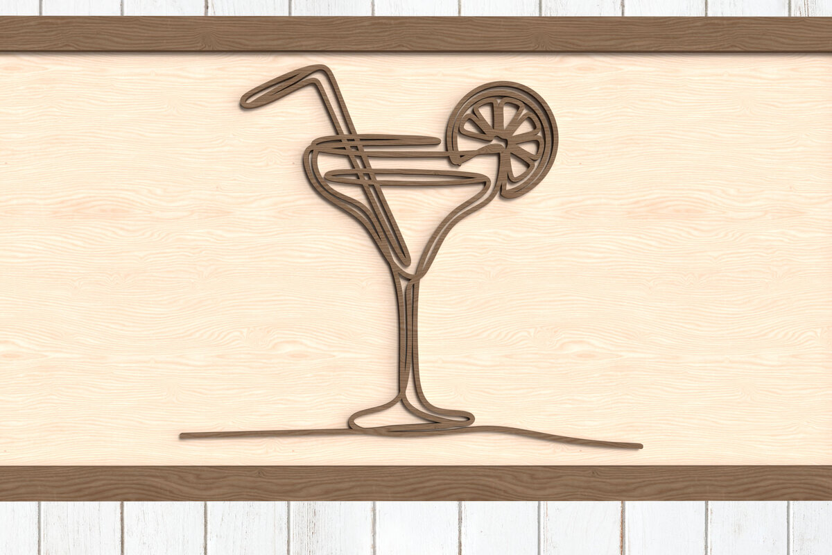 Intra απο ξύλο plywood 3mm-4mm πάχος – Καλοκαιρινό Cocktail Line Art Cut Δίασταση  20x20 cm INTRAFABR-123096539