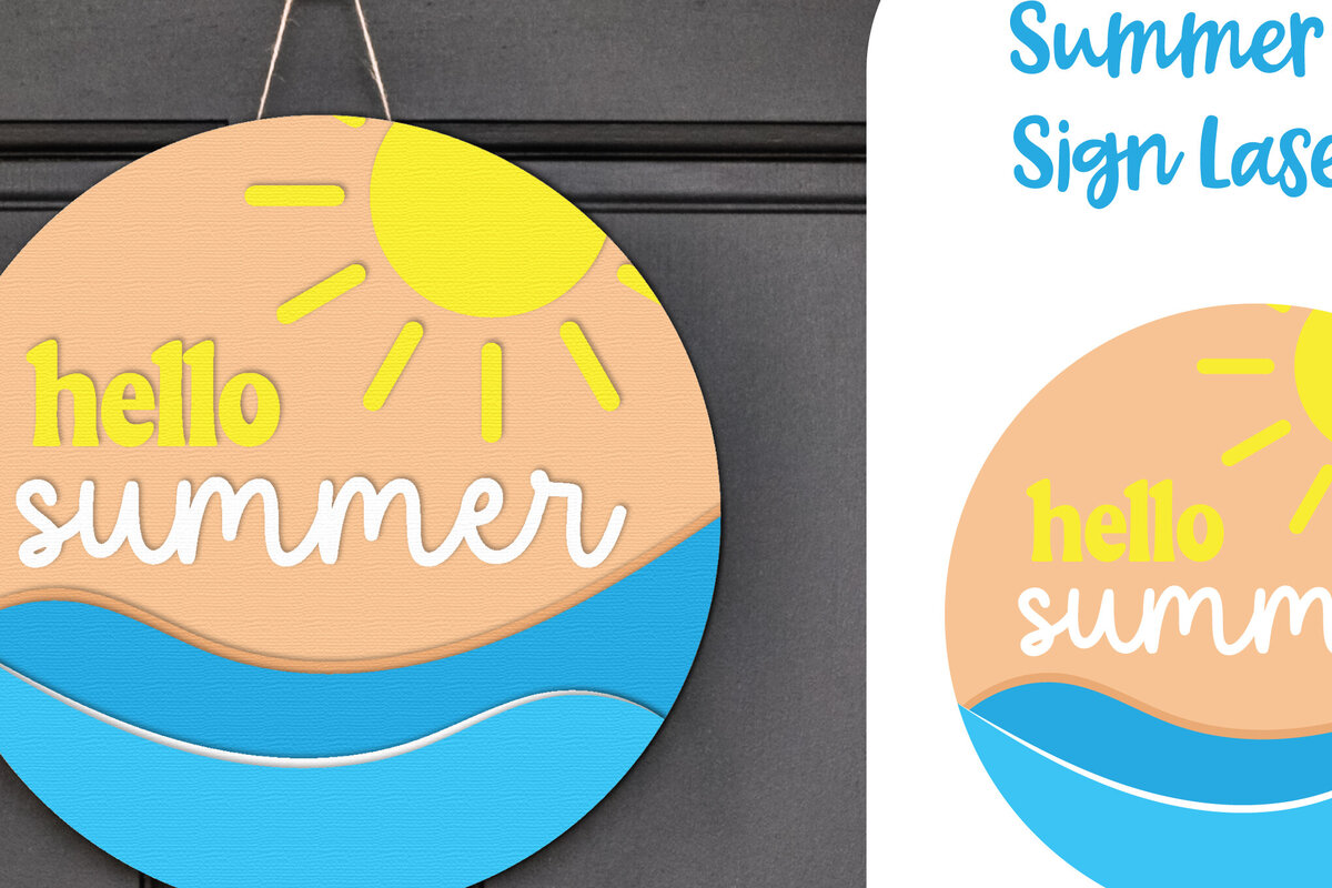 Intra απο ξύλο plywood 3mm-4mm πάχος – Summer Door Sign Lasercut Δίασταση  40x30 cm INTRAFABR-121231041