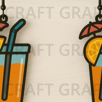 Intra απο ξύλο plywood 3mm-4mm πάχος – Summer Drink Earrings Δίασταση  5x5 cm INTRAFABR-123127249 - Image 1