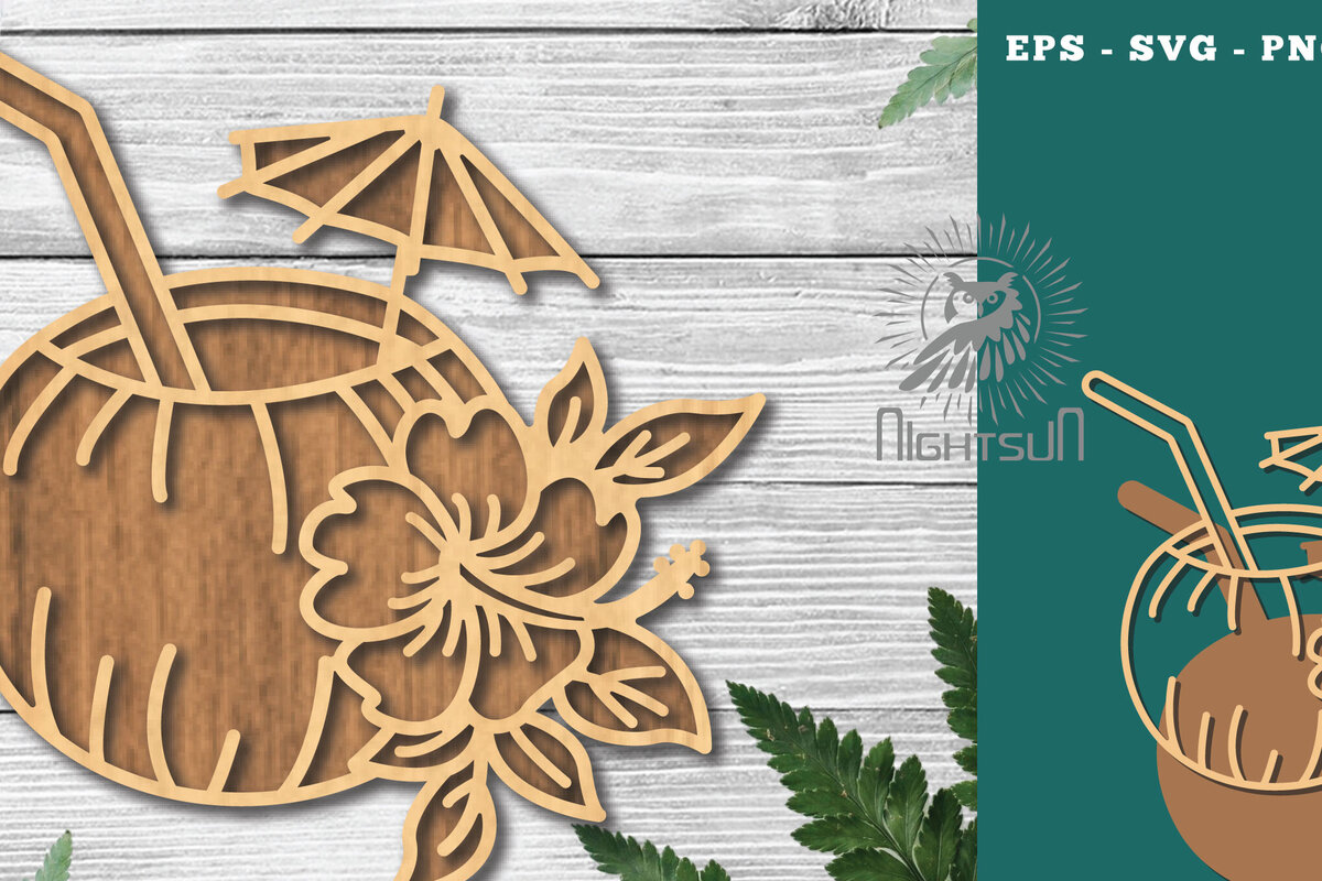 Intra απο ξύλο plywood 3mm-4mm πάχος – Διακόσμηση με λέιζερ για καλοκαιρινό ποτό 1 Δίασταση  20x20 cm INTRAFABR-121107569