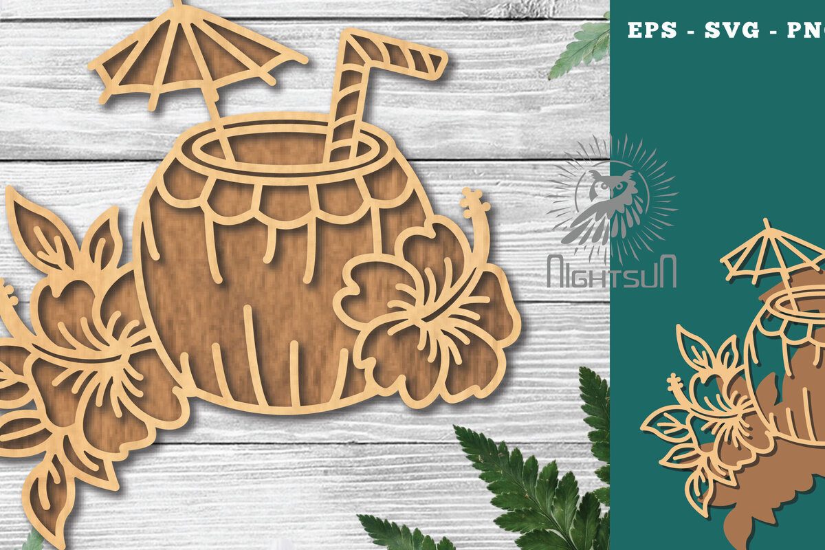 Intra απο ξύλο plywood 3mm-4mm πάχος – Διακόσμηση με λέιζερ για καλοκαιρινό ποτό 2 Δίασταση  20x20 cm INTRAFABR-121107607