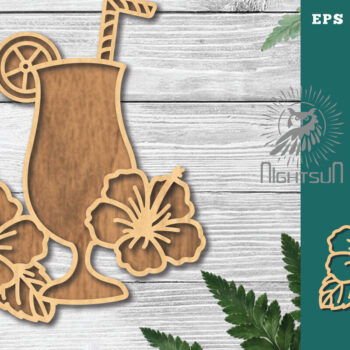 Intra απο ξύλο plywood 3mm-4mm πάχος – Διακόσμηση με λέιζερ για καλοκαιρινό ποτό 4 Δίασταση  20x20 cm INTRAFABR-121107698 - Image 1