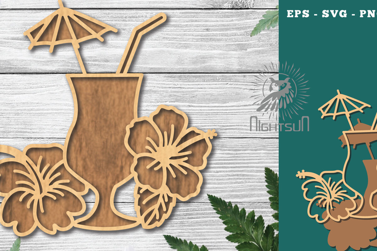 Intra απο ξύλο plywood 3mm-4mm πάχος – Διακόσμηση με λέιζερ για καλοκαιρινό ποτό 5 Δίασταση  20x20 cm INTRAFABR-121107732