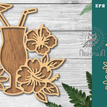 Intra απο ξύλο plywood 3mm-4mm πάχος – Διακόσμηση με λέιζερ για καλοκαιρινό ποτό 6 Δίασταση  20x20 cm INTRAFABR-121107791 - Image 1