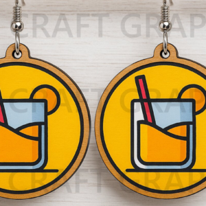 Intra απο ξύλο plywood 3mm-4mm πάχος – Summer Drink Earrings Δίασταση  5x5 cm INTRAFABR-123663621