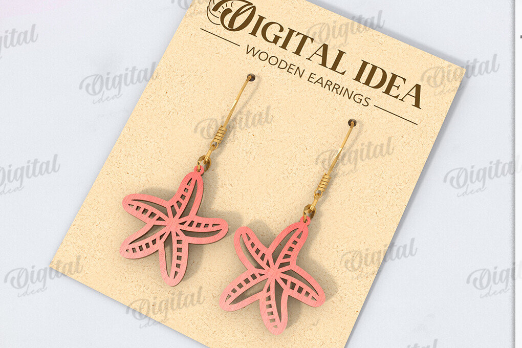 Intra απο ξύλο plywood 3mm-4mm πάχος – Καλοκαιρινά σκουλαρίκια με λέιζερ Δίασταση  5x5 cm INTRAFABR-121587623