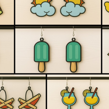 Intra απο ξύλο plywood 3mm-4mm πάχος – Καλοκαιρινά σκουλαρίκια Πακέτο Δίασταση  5x5 cm INTRAFABR-123080675 - Image 1