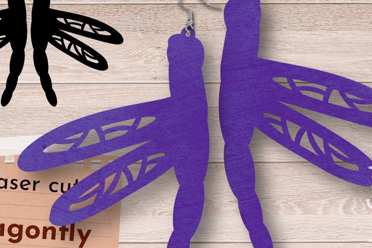 Intra απο ξύλο plywood 3mm-4mm πάχος – Καλοκαιρινά σκουλαρίκια, Dragonfly Δίασταση  5x5 cm INTRAFABR-63789182