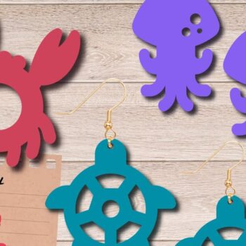 Intra απο ξύλο plywood 3mm-4mm πάχος – Καλοκαιρινά σκουλαρίκια, Αρχεία κοπής με λέιζερ θαλάσσης Δίασταση  5x5 cm INTRAFABR-95591307 - Image 1