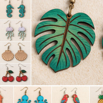 Intra απο ξύλο plywood 3mm-4mm πάχος – Καλοκαιρινά σκουλαρίκια Bundle Cut Laser Δίασταση  5x5 cm INTRAFABR-120915412 - Image 1