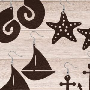 Intra απο ξύλο plywood 3mm-4mm πάχος – Summer Earrings, Sea File Δίασταση  5x5 cm INTRAFABR-32472800