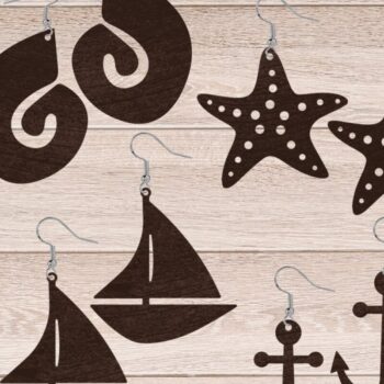 Intra απο ξύλο plywood 3mm-4mm πάχος – Summer Earrings, Sea File Δίασταση  5x5 cm INTRAFABR-32472800 - Image 1