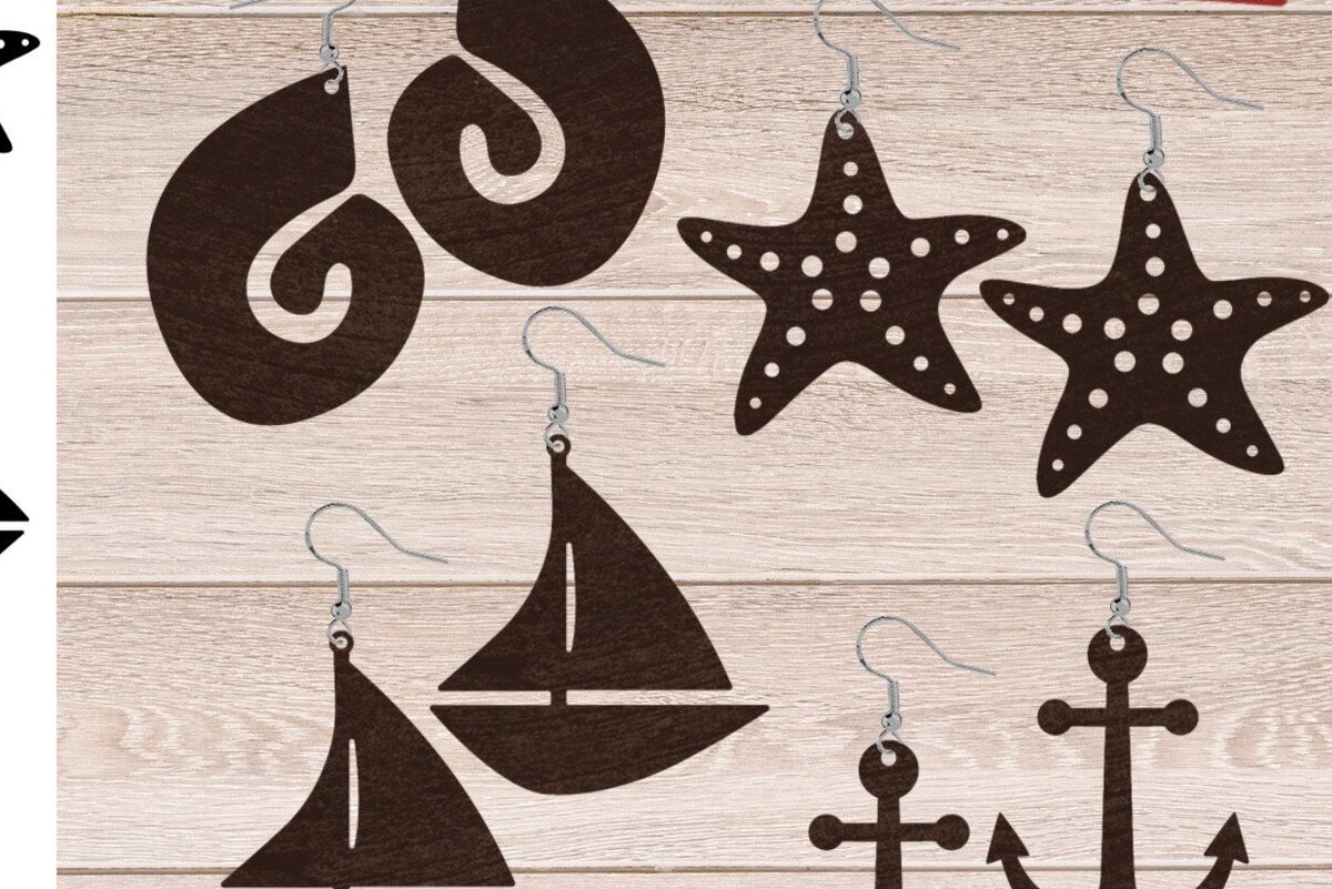 Intra απο ξύλο plywood 3mm-4mm πάχος – Summer Earrings, Sea File Δίασταση  5x5 cm INTRAFABR-32472800