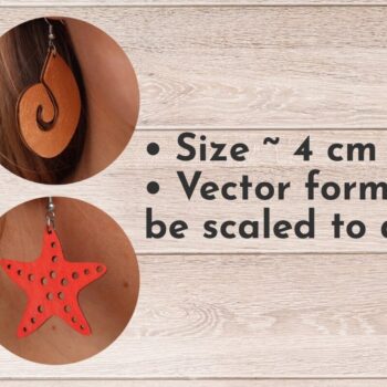 Intra απο ξύλο plywood 3mm-4mm πάχος – Summer Earrings, Sea File Δίασταση  5x5 cm INTRAFABR-32472800 - Image 2