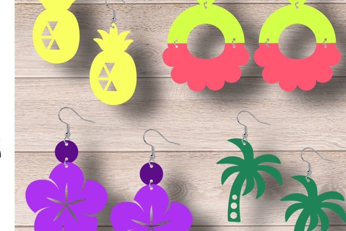 Intra απο ξύλο plywood 3mm-4mm πάχος – Καλοκαιρινά σκουλαρίκια, Tropical Δίασταση  5x5 cm INTRAFABR-33010988