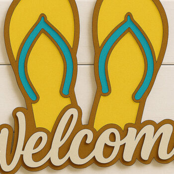 Intra απο ξύλο plywood 3mm-4mm πάχος – Summer Flip-Flop καλωσορίσματος Δίασταση  20x20 cm INTRAFABR-122866941 - Image 1