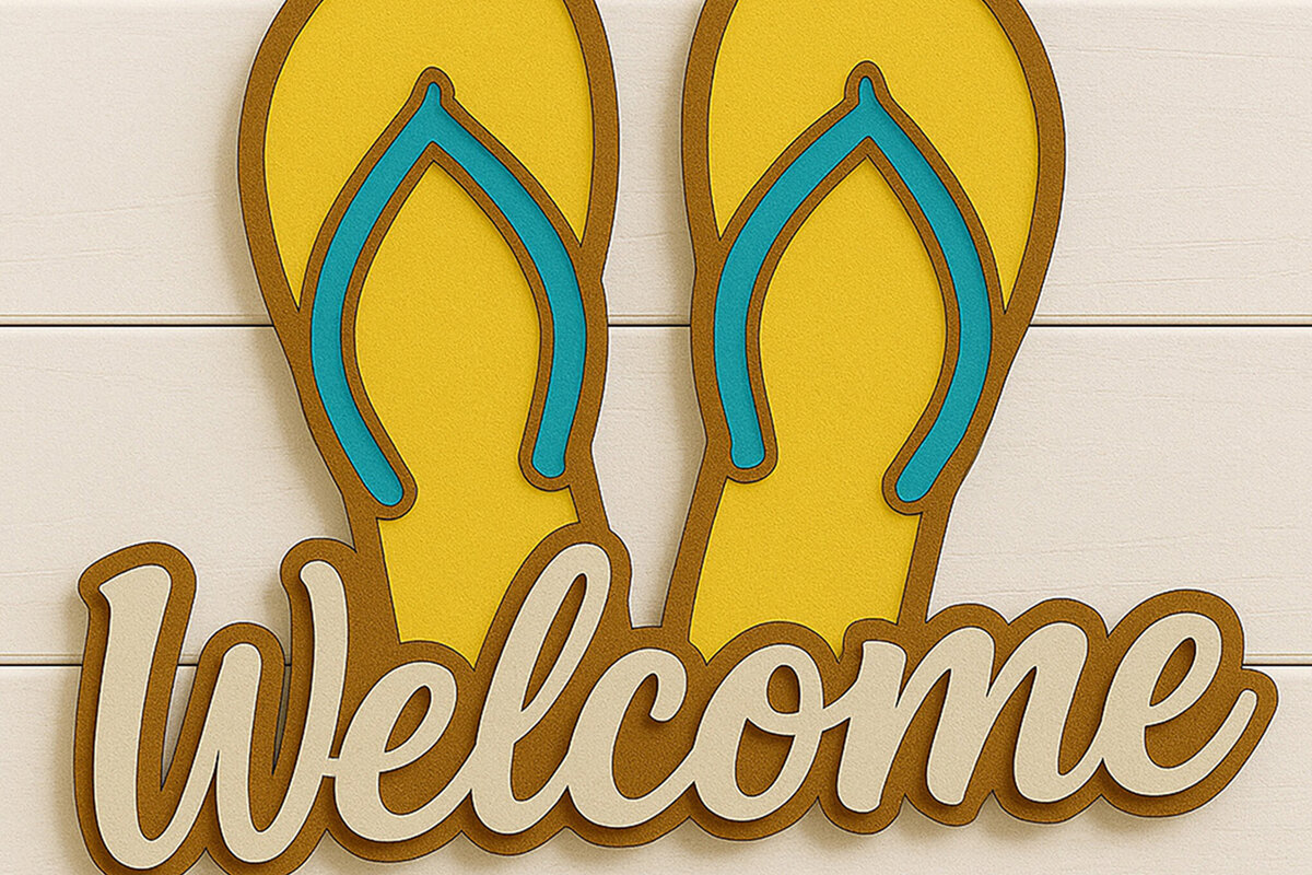 Intra απο ξύλο plywood 3mm-4mm πάχος – Summer Flip-Flop καλωσορίσματος Δίασταση  20x20 cm INTRAFABR-122866941