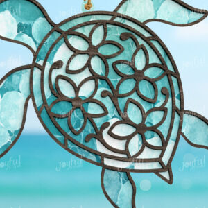 Intra απο ξύλο plywood 3mm-4mm πάχος – Summer Floral Turtle Suncatcher Δίασταση  20x20 cm INTRAFABR-123025323