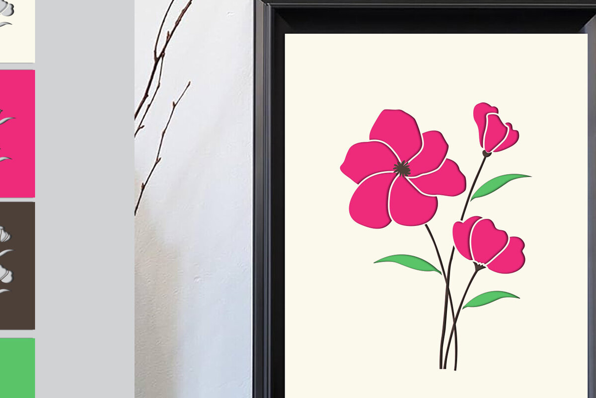 Intra απο ξύλο plywood 3mm-4mm πάχος – Summer Flowers,, Multilayer Δίασταση  20x20 cm INTRAFABR-104011054