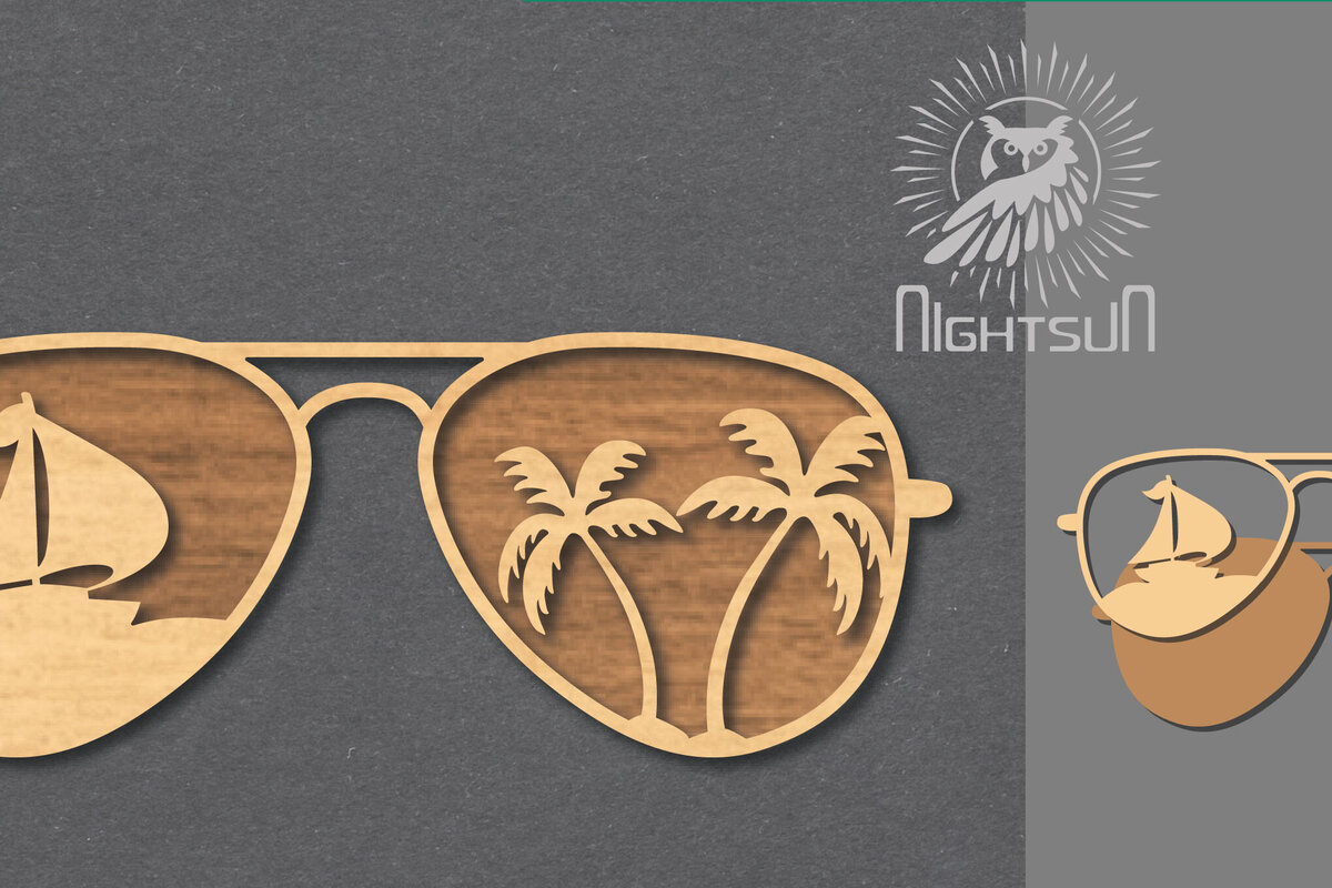 Intra απο ξύλο plywood 3mm-4mm πάχος – Θερινά γυαλιά κοπής με λέιζερ διακόσμηση 3 Δίασταση  20x20 cm INTRAFABR-118603842